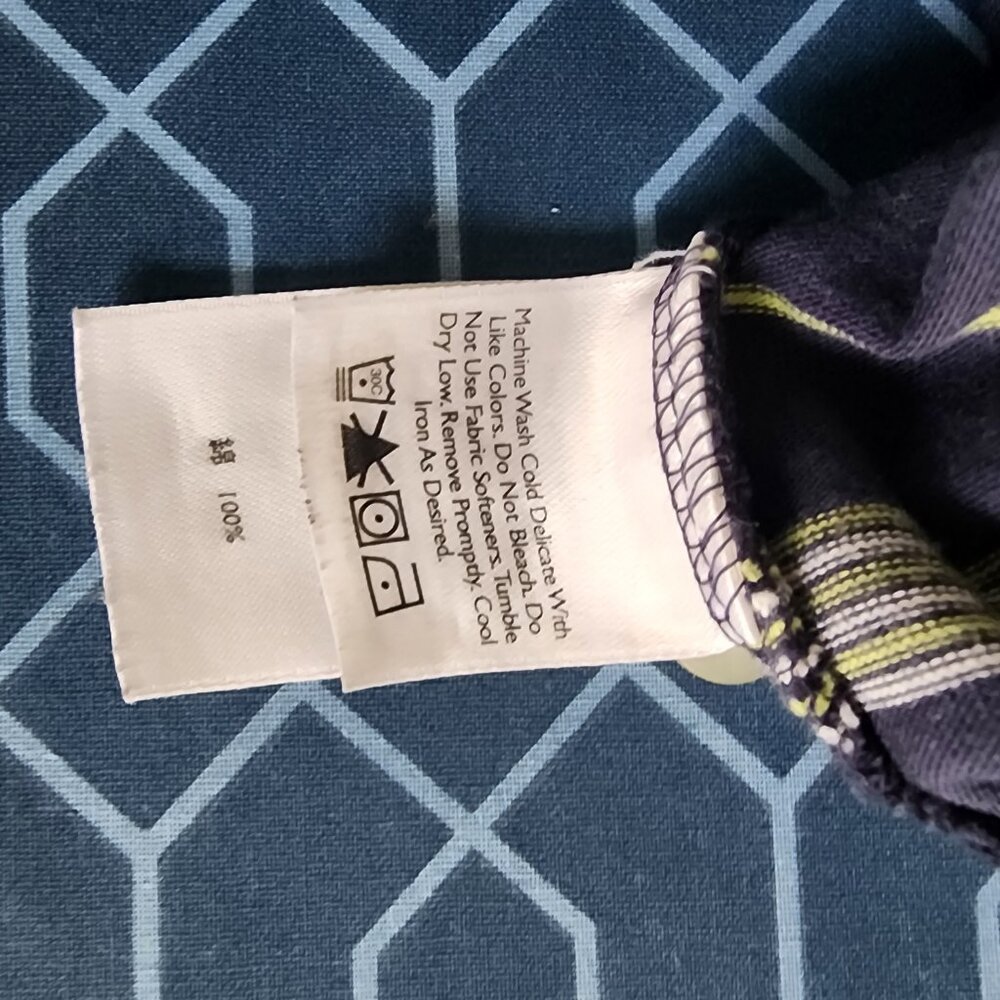 Eddie Bauer Blue, White and Yellow Striped Polo - L Tall - Picture 4 of 5